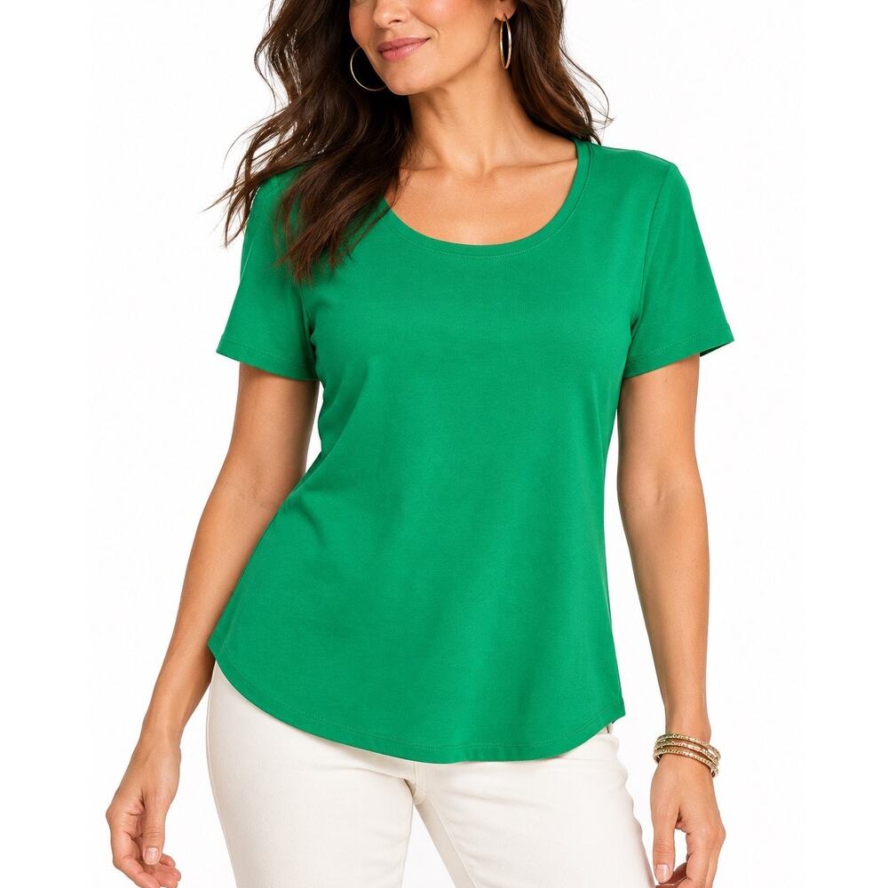 2/$30 Chico's 1 Ultimate Cotton Tee Green Size M